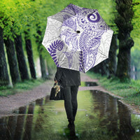 Aotearoa Maori Sea Animals Tribal Umbrella Manta Ray and Shark Moko Pattern Purple Color LT03 - Polynesian Pride