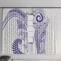 Aotearoa Maori Sea Animals Tribal Window Curtain Manta Ray and Shark Moko Pattern Purple Color LT03 With Hooks Purple - Polynesian Pride