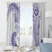 Aotearoa Maori Sea Animals Tribal Window Curtain Manta Ray and Shark Moko Pattern Purple Color LT03 - Polynesian Pride