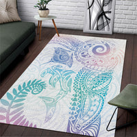 Aotearoa Maori Sea Animals Tribal Area Rug Manta Ray and Shark Moko Pattern Sweet Pastel LT03 Multicolor - Polynesian Pride