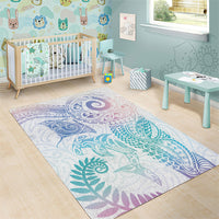 Aotearoa Maori Sea Animals Tribal Area Rug Manta Ray and Shark Moko Pattern Sweet Pastel LT03 - Polynesian Pride
