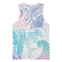 Aotearoa Maori Sea Animals Tribal Basketball Jersey Manta Ray and Shark Moko Pattern Sweet Pastel LT03 - Polynesian Pride