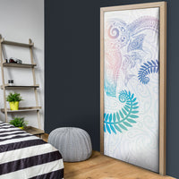 Aotearoa Maori Sea Animals Tribal Door Cover Manta Ray and Shark Moko Pattern Sweet Pastel LT03 - Polynesian Pride