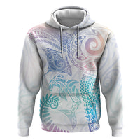 Aotearoa Maori Sea Animals Tribal Hoodie Manta Ray and Shark Moko Pattern Sweet Pastel LT03 Pullover Hoodie Multicolor - Polynesian Pride