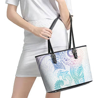 Aotearoa Maori Sea Animals Tribal Leather Tote Bag Manta Ray and Shark Moko Pattern Sweet Pastel LT03 - Polynesian Pride