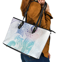 Aotearoa Maori Sea Animals Tribal Leather Tote Bag Manta Ray and Shark Moko Pattern Sweet Pastel LT03 - Polynesian Pride