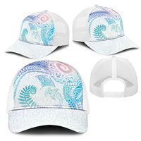 Aotearoa Maori Sea Animals Tribal Mesh Trucker Cap Manta Ray and Shark Moko Pattern Sweet Pastel