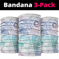 Aotearoa Maori Sea Animals Tribal Neck Gaiter Manta Ray and Shark Moko Pattern Sweet Pastel LT03 package One Size: 25*50cm Multicolor - Polynesian Pride