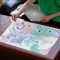 Aotearoa Maori Sea Animals Tribal Puzzle Manta Ray and Shark Moko Pattern Sweet Pastel