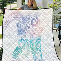 Aotearoa Maori Sea Animals Tribal Quilt Manta Ray and Shark Moko Pattern Sweet Pastel