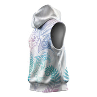 Aotearoa Maori Sea Animals Tribal Sleeveless Hoodie Manta Ray and Shark Moko Pattern Sweet Pastel LT03 - Polynesian Pride