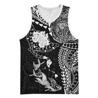 Hawaiian Manta Ray Tribal Basketball Jersey Polynesian Art Motifs Black Color LT03 Unisex Black - Polynesian Pride