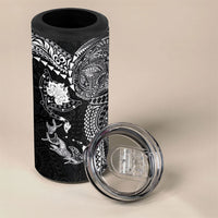 Hawaiian Manta Ray Tribal 4 in 1 Can Cooler Tumbler Polynesian Art Motifs Black Color LT03 - Polynesian Pride