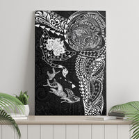 Hawaiian Manta Ray Tribal Canvas Wall Art Polynesian Art Motifs Black Color