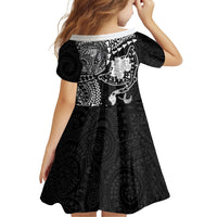 Hawaiian Manta Ray Tribal Family Matching Off Shoulder Short Dress and Hawaiian Shirt Polynesian Art Motifs Black Color LT03 - Polynesian Pride