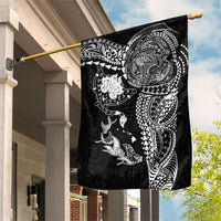 Hawaiian Manta Ray Tribal Garden Flag Polynesian Art Motifs Black Color LT03 House Flag Black - Polynesian Pride