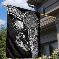 Hawaiian Manta Ray Tribal Garden Flag Polynesian Art Motifs Black Color LT03 - Polynesian Pride