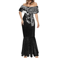Hawaiian Manta Ray Tribal Mermaid Dress Polynesian Art Motifs Black Color LT03 - Polynesian Pride