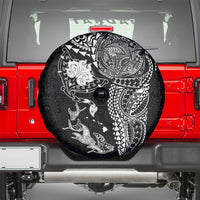 Hawaiian Manta Ray Tribal Spare Tire Cover Polynesian Art Motifs Black Color LT03 - Polynesian Pride
