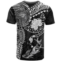Hawaiian Manta Ray Tribal T Shirt Polynesian Art Motifs Black Color