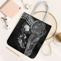 Hawaiian Manta Ray Tribal Tote Bag Polynesian Art Motifs Black Color