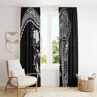 Hawaiian Manta Ray Tribal Window Curtain Polynesian Art Motifs Black Color
