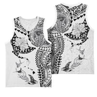 Hawaiian Manta Ray Tribal Basketball Jersey Polynesian Art Motifs White Color LT03 - Polynesian Pride