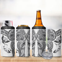 Hawaiian Manta Ray Tribal 4 in 1 Can Cooler Tumbler Polynesian Art Motifs White Color LT03 - Polynesian Pride