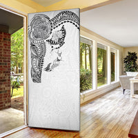 Hawaiian Manta Ray Tribal Door Cover Polynesian Art Motifs White Color LT03 - Polynesian Pride