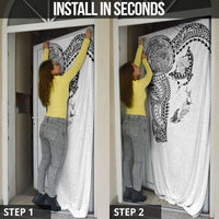 Hawaiian Manta Ray Tribal Door Cover Polynesian Art Motifs White Color LT03 - Polynesian Pride