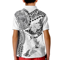 Hawaiian Manta Ray Tribal Kid Polo Shirt Polynesian Art Motifs White Color LT03 - Polynesian Pride