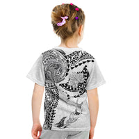 Hawaiian Manta Ray Tribal Kid T Shirt Polynesian Art Motifs White Color LT03 - Polynesian Pride