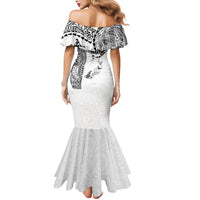 Hawaiian Manta Ray Tribal Mermaid Dress Polynesian Art Motifs White Color LT03 - Polynesian Pride
