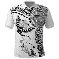 Hawaiian Manta Ray Tribal Polo Shirt Polynesian Art Motifs White Color LT03 White - Polynesian Pride
