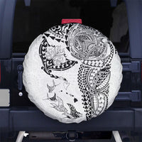 Hawaiian Manta Ray Tribal Spare Tire Cover Polynesian Art Motifs White Color LT03 No hole White - Polynesian Pride