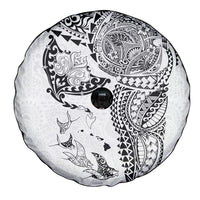 Hawaiian Manta Ray Tribal Spare Tire Cover Polynesian Art Motifs White Color LT03 - Polynesian Pride