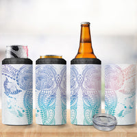 Hawaiian Manta Ray Tribal 4 in 1 Can Cooler Tumbler Polynesian Art Motifs Sweet Pastel LT03 - Polynesian Pride