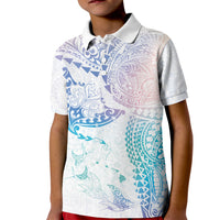 Hawaiian Manta Ray Tribal Kid Polo Shirt Polynesian Art Motifs Sweet Pastel LT03 Kid Multicolor - Polynesian Pride