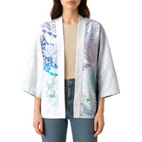 Hawaiian Manta Ray Tribal Kimono Polynesian Art Motifs Sweet Pastel
