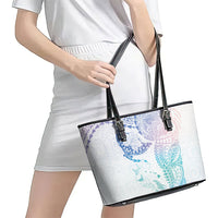 Hawaiian Manta Ray Tribal Leather Tote Bag Polynesian Art Motifs Sweet Pastel LT03 - Polynesian Pride