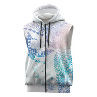 Hawaiian Manta Ray Tribal Sleeveless Zip Hoodie Polynesian Art Motifs Sweet Pastel LT03 Multicolor - Polynesian Pride