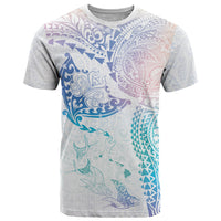 Hawaiian Manta Ray Tribal T Shirt Polynesian Art Motifs Sweet Pastel LT03 Multicolor - Polynesian Pride