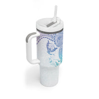 Hawaiian Manta Ray Tribal Tumbler With Handle Polynesian Art Motifs Sweet Pastel LT03 - Polynesian Pride