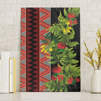 Maori Tukutuku Canvas Wall Art with Ferns Pohutukawa and Kowhai Tribal Moko Patterns