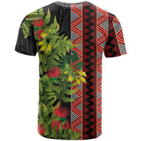 Maori Tukutuku T Shirt with Ferns Pohutukawa and Kowhai Tribal Moko Patterns