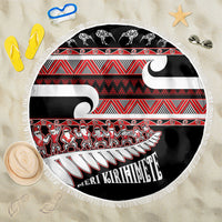 New Zealand Christmas Beach Blanket Funny Santa Claus Haka Dance with Tukutuku