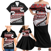 New Zealand Christmas Family Matching Off Shoulder Maxi Dress and Hawaiian Shirt Funny Santa Claus Haka Dance with Tukutuku