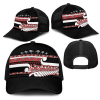 New Zealand Christmas Mesh Trucker Cap Funny Santa Claus Haka Dance with Tukutuku