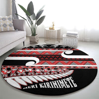 New Zealand Christmas Round Carpet Funny Santa Claus Haka Dance with Tukutuku