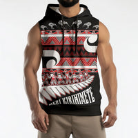 New Zealand Christmas Sleeveless Hoodie Funny Santa Claus Haka Dance with Tukutuku